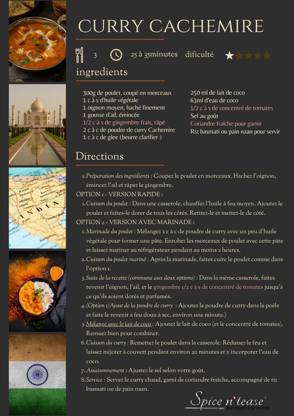 Curry Cachemire au poulet